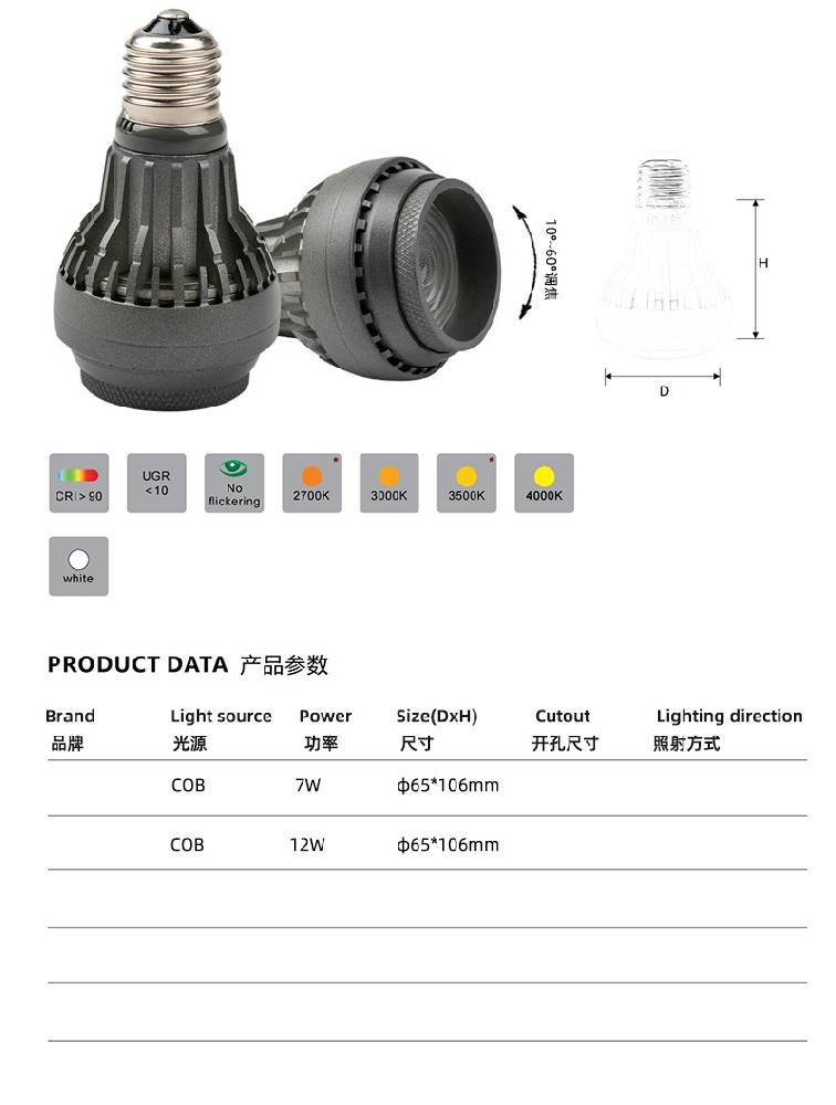 餐饮店(diàn)光源10°~60°调焦款